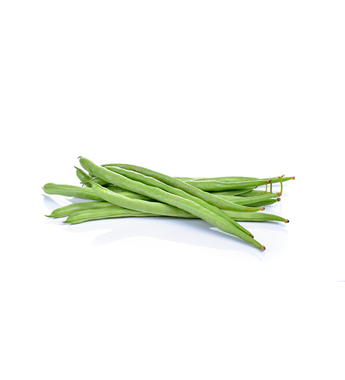 Fresh green beans on white background